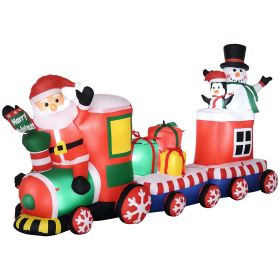 Outsunny 8ft Christmas Inflatables Outdoor Decorations Train with Santa Claus, Snowman, Penguin and Gift Boxes Outsunny 8ft Christmas Inflatables Outdoor Decorations Train with Santa Claus, Snowman, Penguin and Gift Boxes
