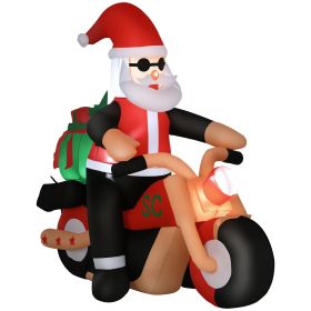 HOMCOM 6' Christmas Inflatable Santa Claus Riding A Motorcycle with Toy Bag, Outdoor Blow-Up Yard Decoration with LED Lights Display HOMCOM 6' Christmas Inflatable Santa Claus Riding A Motorcycle with Toy Bag, Outdoor Blow-Up Yard Decoration with LED Lights Display